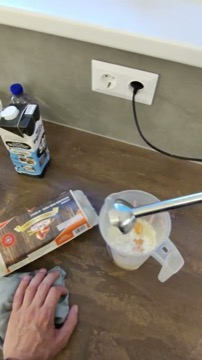 Glasses view: blending with a stick blender