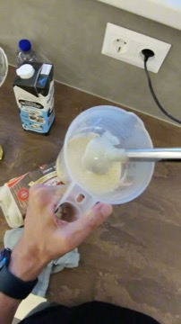 Glasses view: batter still lumpy